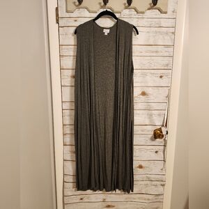 LuLaRoe Sleeveless Gray Ribbed Duster Size Medium